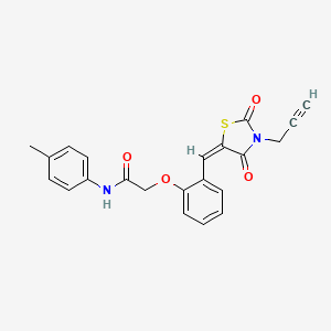 molecular formula C22H18N2O4S B4668385 2-(2-{[2,4-dioxo-3-(2-propyn-1-yl)-1,3-thiazolidin-5-ylidene]methyl}phenoxy)-N-(4-methylphenyl)acetamide 