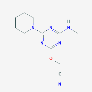 molecular formula C11H16N6O B4668392 {[4-(methylamino)-6-(1-piperidinyl)-1,3,5-triazin-2-yl]oxy}acetonitrile 