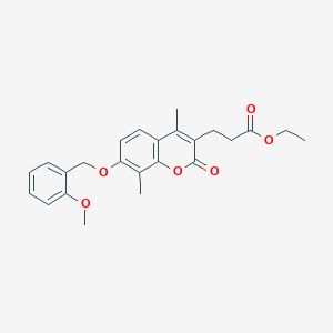 molecular formula C24H26O6 B4668429 ethyl 3-{7-[(2-methoxybenzyl)oxy]-4,8-dimethyl-2-oxo-2H-chromen-3-yl}propanoate 