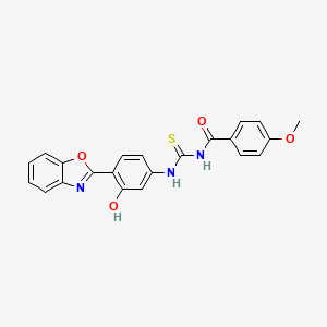 molecular formula C22H17N3O4S B4668449 N-({[4-(1,3-benzoxazol-2-yl)-3-hydroxyphenyl]amino}carbonothioyl)-4-methoxybenzamide 