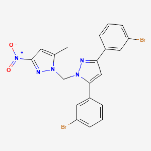 molecular formula C20H15Br2N5O2 B4668450 1-{[3,5-bis(3-bromophenyl)-1H-pyrazol-1-yl]methyl}-5-methyl-3-nitro-1H-pyrazole 