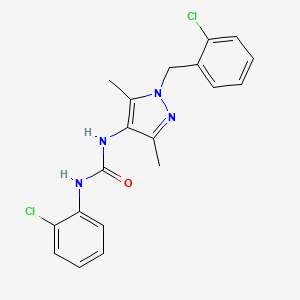 molecular formula C19H18Cl2N4O B4668459 N-[1-(2-chlorobenzyl)-3,5-dimethyl-1H-pyrazol-4-yl]-N'-(2-chlorophenyl)urea 