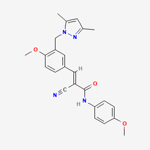 molecular formula C24H24N4O3 B4668477 2-cyano-3-{3-[(3,5-dimethyl-1H-pyrazol-1-yl)methyl]-4-methoxyphenyl}-N-(4-methoxyphenyl)acrylamide 