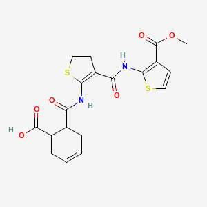 molecular formula C19H18N2O6S2 B4668484 6-({[3-({[3-(methoxycarbonyl)-2-thienyl]amino}carbonyl)-2-thienyl]amino}carbonyl)-3-cyclohexene-1-carboxylic acid 