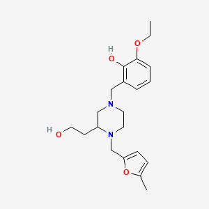 molecular formula C21H30N2O4 B4668499 2-ethoxy-6-({3-(2-hydroxyethyl)-4-[(5-methyl-2-furyl)methyl]-1-piperazinyl}methyl)phenol 