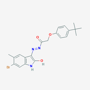 molecular formula C21H22BrN3O3 B466850 N'-(6-bromo-5-methyl-2-oxo-1,2-dihydro-3H-indol-3-ylidene)-2-(4-tert-butylphenoxy)acetohydrazide 