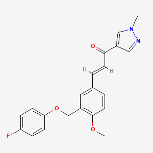 molecular formula C21H19FN2O3 B4668550 3-{3-[(4-fluorophenoxy)methyl]-4-methoxyphenyl}-1-(1-methyl-1H-pyrazol-4-yl)-2-propen-1-one 