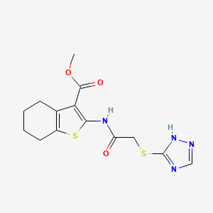 molecular formula C14H16N4O3S2 B4668558 methyl 2-{[(1H-1,2,4-triazol-3-ylthio)acetyl]amino}-4,5,6,7-tetrahydro-1-benzothiophene-3-carboxylate 