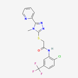 molecular formula C17H13ClF3N5OS B4668559 N-[2-chloro-5-(trifluoromethyl)phenyl]-2-{[4-methyl-5-(2-pyridinyl)-4H-1,2,4-triazol-3-yl]thio}acetamide 