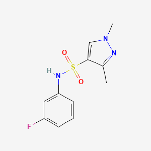 molecular formula C11H12FN3O2S B4668565 N-(3-fluorophenyl)-1,3-dimethyl-1H-pyrazole-4-sulfonamide 