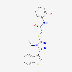 molecular formula C20H17FN4OS2 B4668622 2-{[5-(1-benzothien-3-yl)-4-ethyl-4H-1,2,4-triazol-3-yl]thio}-N-(2-fluorophenyl)acetamide 
