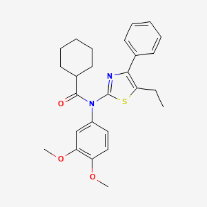 molecular formula C26H30N2O3S B4668636 N-(3,4-dimethoxyphenyl)-N-(5-ethyl-4-phenyl-1,3-thiazol-2-yl)cyclohexanecarboxamide 