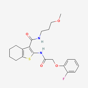 molecular formula C21H25FN2O4S B4668638 2-{[(2-fluorophenoxy)acetyl]amino}-N-(3-methoxypropyl)-4,5,6,7-tetrahydro-1-benzothiophene-3-carboxamide 