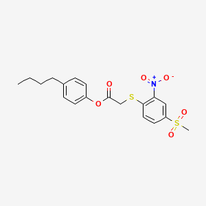 molecular formula C19H21NO6S2 B4668662 4-butylphenyl {[4-(methylsulfonyl)-2-nitrophenyl]thio}acetate 
