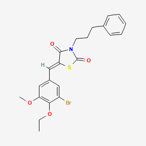 molecular formula C22H22BrNO4S B4668677 5-(3-bromo-4-ethoxy-5-methoxybenzylidene)-3-(3-phenylpropyl)-1,3-thiazolidine-2,4-dione 
