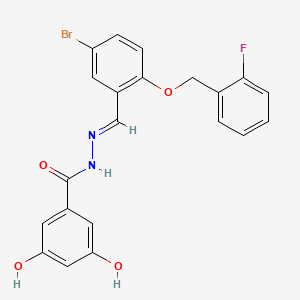 N'-{5-bromo-2-[(2-fluorobenzyl)oxy]benzylidene}-3,5-dihydroxybenzohydrazide