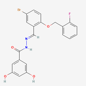 molecular formula C21H16BrFN2O4 B4668723 N'-{5-bromo-2-[(2-fluorobenzyl)oxy]benzylidene}-3,5-dihydroxybenzohydrazide 