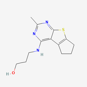 molecular formula C13H17N3OS B4668736 3-[(2-methyl-6,7-dihydro-5H-cyclopenta[4,5]thieno[2,3-d]pyrimidin-4-yl)amino]-1-propanol 