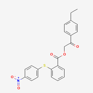 molecular formula C23H19NO5S B4668790 2-(4-ethylphenyl)-2-oxoethyl 2-[(4-nitrophenyl)thio]benzoate 