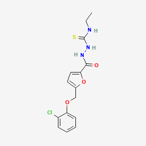 molecular formula C15H16ClN3O3S B4668919 2-{5-[(2-chlorophenoxy)methyl]-2-furoyl}-N-ethylhydrazinecarbothioamide 