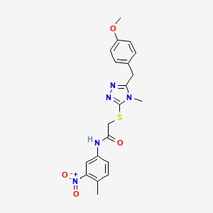 molecular formula C20H21N5O4S B4668989 2-{[5-(4-methoxybenzyl)-4-methyl-4H-1,2,4-triazol-3-yl]thio}-N-(4-methyl-3-nitrophenyl)acetamide 