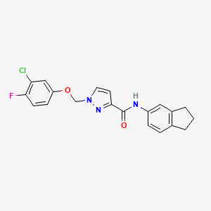 molecular formula C20H17ClFN3O2 B4669031 1-[(3-chloro-4-fluorophenoxy)methyl]-N-(2,3-dihydro-1H-inden-5-yl)-1H-pyrazole-3-carboxamide 