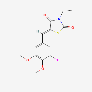 molecular formula C15H16INO4S B4669056 5-(4-ethoxy-3-iodo-5-methoxybenzylidene)-3-ethyl-1,3-thiazolidine-2,4-dione 