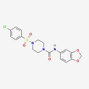 molecular formula C18H18ClN3O5S B4669079 N-1,3-benzodioxol-5-yl-4-[(4-chlorophenyl)sulfonyl]-1-piperazinecarboxamide 