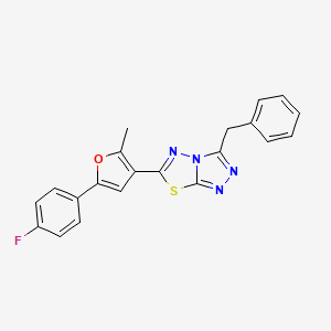molecular formula C21H15FN4OS B4669084 3-benzyl-6-[5-(4-fluorophenyl)-2-methyl-3-furyl][1,2,4]triazolo[3,4-b][1,3,4]thiadiazole 