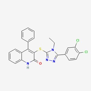 molecular formula C25H18Cl2N4OS B4669135 3-{[5-(3,4-dichlorophenyl)-4-ethyl-4H-1,2,4-triazol-3-yl]thio}-4-phenylquinolin-2-ol 