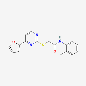molecular formula C17H15N3O2S B4669143 2-{[4-(2-furyl)-2-pyrimidinyl]thio}-N-(2-methylphenyl)acetamide 