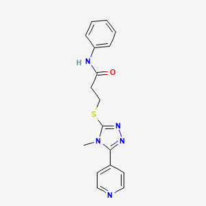molecular formula C17H17N5OS B4669160 3-{[4-methyl-5-(4-pyridinyl)-4H-1,2,4-triazol-3-yl]thio}-N-phenylpropanamide 