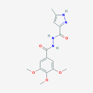 molecular formula C15H18N4O5 B466923 3-methyl-N'-(3,4,5-trimethoxybenzoyl)-1H-pyrazole-5-carbohydrazide CAS No. 89270-68-8