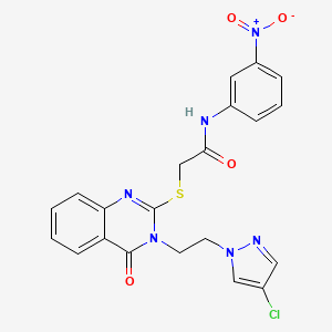 molecular formula C21H17ClN6O4S B4669259 2-({3-[2-(4-chloro-1H-pyrazol-1-yl)ethyl]-4-oxo-3,4-dihydro-2-quinazolinyl}thio)-N-(3-nitrophenyl)acetamide 