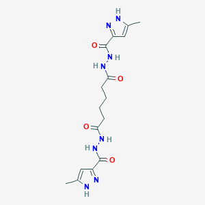 molecular formula C16H22N8O4 B466928 N1',N6'-双[(5-甲基-1H-吡唑-3-基)-氧甲基]己二酰肼 CAS No. 944781-05-9