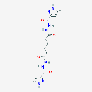 molecular formula C16H22N8O4 B466928 N1',N6'-bis[(5-methyl-1H-pyrazol-3-yl)-oxomethyl]hexanedihydrazide CAS No. 944781-05-9