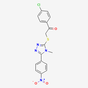 molecular formula C17H13ClN4O3S B4669291 1-(4-chlorophenyl)-2-{[4-methyl-5-(4-nitrophenyl)-4H-1,2,4-triazol-3-yl]thio}ethanone 