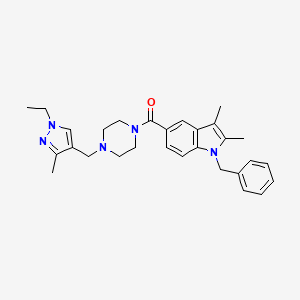 molecular formula C29H35N5O B4669303 1-benzyl-5-({4-[(1-ethyl-3-methyl-1H-pyrazol-4-yl)methyl]-1-piperazinyl}carbonyl)-2,3-dimethyl-1H-indole 