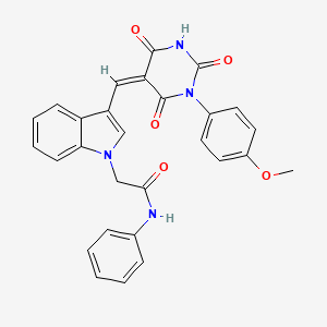 molecular formula C28H22N4O5 B4669334 2-(3-{[1-(4-methoxyphenyl)-2,4,6-trioxotetrahydro-5(2H)-pyrimidinylidene]methyl}-1H-indol-1-yl)-N-phenylacetamide 
