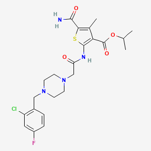 molecular formula C23H28ClFN4O4S B4669337 isopropyl 5-(aminocarbonyl)-2-({[4-(2-chloro-4-fluorobenzyl)-1-piperazinyl]acetyl}amino)-4-methyl-3-thiophenecarboxylate 