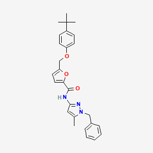 molecular formula C27H29N3O3 B4669343 N-(1-benzyl-5-methyl-1H-pyrazol-3-yl)-5-[(4-tert-butylphenoxy)methyl]-2-furamide 