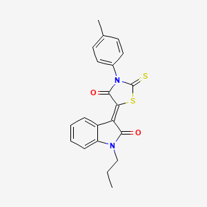 molecular formula C21H18N2O2S2 B4669446 3-[3-(4-methylphenyl)-4-oxo-2-thioxo-1,3-thiazolidin-5-ylidene]-1-propyl-1,3-dihydro-2H-indol-2-one 