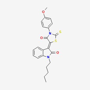 3-[3-(4-methoxyphenyl)-4-oxo-2-thioxo-1,3-thiazolidin-5-ylidene]-1-pentyl-1,3-dihydro-2H-indol-2-one