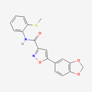 molecular formula C18H14N2O4S B4669513 5-(1,3-benzodioxol-5-yl)-N-[2-(methylthio)phenyl]-3-isoxazolecarboxamide 