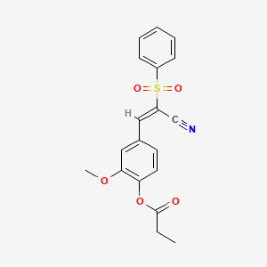 4-[2-cyano-2-(phenylsulfonyl)vinyl]-2-methoxyphenyl propionate