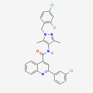 molecular formula C28H21Cl3N4O B4669589 2-(3-chlorophenyl)-N-[1-(2,4-dichlorobenzyl)-3,5-dimethyl-1H-pyrazol-4-yl]-4-quinolinecarboxamide 