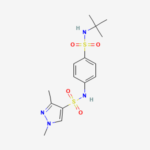 molecular formula C15H22N4O4S2 B4669593 N-{4-[(tert-butylamino)sulfonyl]phenyl}-1,3-dimethyl-1H-pyrazole-4-sulfonamide 
