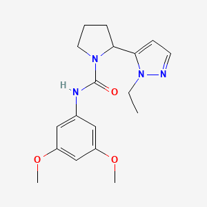 molecular formula C18H24N4O3 B4669618 N-(3,5-dimethoxyphenyl)-2-(1-ethyl-1H-pyrazol-5-yl)-1-pyrrolidinecarboxamide 