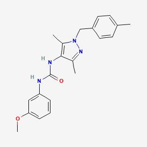 molecular formula C21H24N4O2 B4669623 N-[3,5-dimethyl-1-(4-methylbenzyl)-1H-pyrazol-4-yl]-N'-(3-methoxyphenyl)urea 