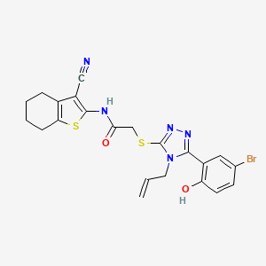 molecular formula C22H20BrN5O2S2 B4669632 2-{[4-allyl-5-(5-bromo-2-hydroxyphenyl)-4H-1,2,4-triazol-3-yl]thio}-N-(3-cyano-4,5,6,7-tetrahydro-1-benzothien-2-yl)acetamide 